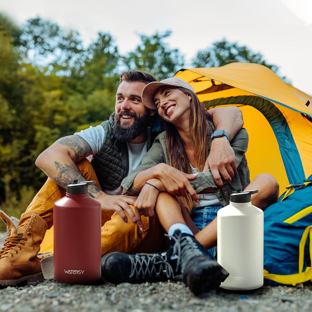 40oz Insulated Water Bottle (Cold for 48 Hrs),BPA Free&Leak Proof,Stainless Steel Water Flask,Water Jug with Straw Spout Lids for Gym,Hiking,Travel,Black Blue