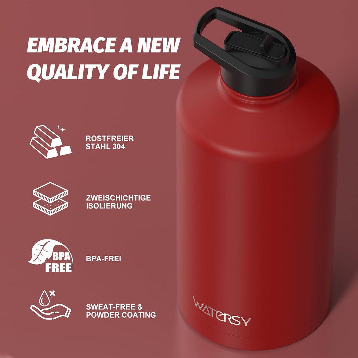 40oz Insulated Water Bottle (Cold for 48 Hrs),BPA Free&Leak Proof,Stainless Steel Water Flask,Water Jug with Straw Spout Lids for Gym,Hiking,Travel,Black Blue
