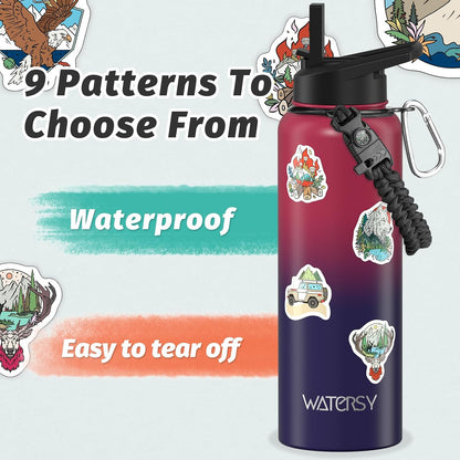 40oz Insulated Water Bottle (Cold for 48 Hrs),BPA Free&Leak Proof,Stainless Steel Water Flask,Water Jug with Straw Spout Lids for Gym,Hiking,Travel,Black Blue