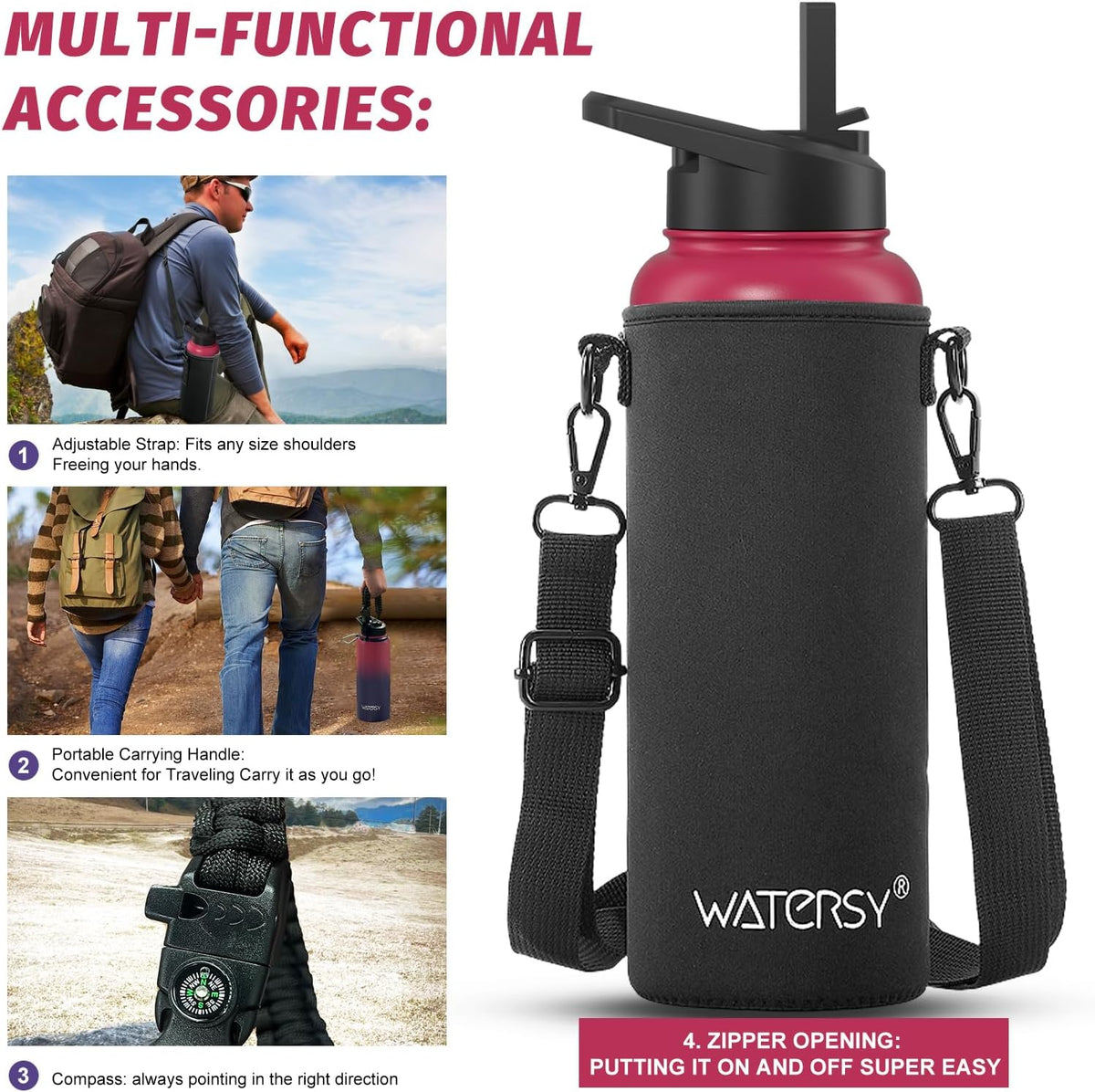40oz Insulated Water Bottle (Cold for 48 Hrs),BPA Free&Leak Proof,Stainless Steel Water Flask,Water Jug with Straw Spout Lids for Gym,Hiking,Travel,Black Blue
