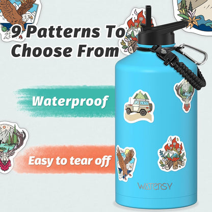 40oz Insulated Water Bottle (Cold for 48 Hrs),BPA Free&Leak Proof,Stainless Steel Water Flask,Water Jug with Straw Spout Lids for Gym,Hiking,Travel,Black Blue