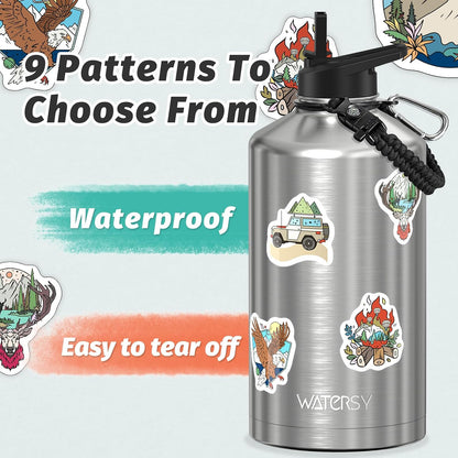 40oz Insulated Water Bottle (Cold for 48 Hrs),BPA Free&Leak Proof,Stainless Steel Water Flask,Water Jug with Straw Spout Lids for Gym,Hiking,Travel,Black Blue