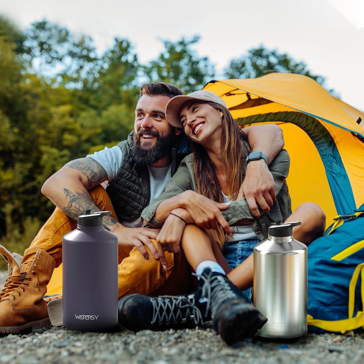 40oz Insulated Water Bottle (Cold for 48 Hrs),BPA Free&Leak Proof,Stainless Steel Water Flask,Water Jug with Straw Spout Lids for Gym,Hiking,Travel,Black Blue