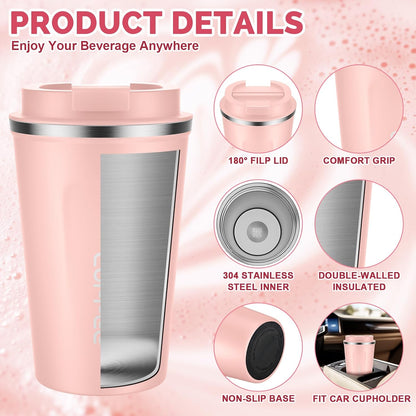 CS COSDDI 12 oz Coffee mug - Stainless Steel Coffee Cup with Leakproof Lid | Stainless Steel Double-wall insulation, 6-Hour Heat Retention, 360°Leak proof, BPA-free, Reusable And To Go Coffee Mug