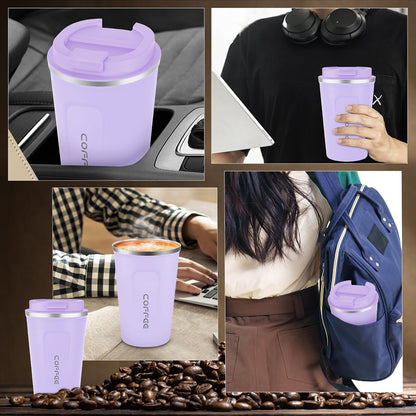 CS COSDDI 12 oz Coffee mug - Stainless Steel Coffee Cup with Leakproof Lid | Stainless Steel Double-wall insulation, 6-Hour Heat Retention, 360°Leak proof, BPA-free, Reusable And To Go Coffee Mug