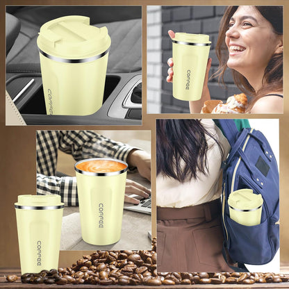 CS COSDDI 12 oz Coffee mug - Stainless Steel Coffee Cup with Leakproof Lid | Stainless Steel Double-wall insulation, 6-Hour Heat Retention, 360°Leak proof, BPA-free, Reusable And To Go Coffee Mug
