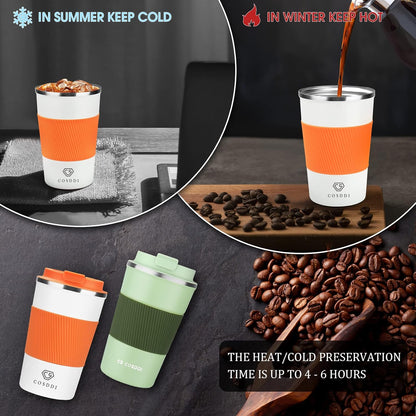 CS COSDDI 12 oz Coffee mug - Stainless Steel Coffee Cup with Leakproof Lid | Stainless Steel Double-wall insulation, 6-Hour Heat Retention, 360°Leak proof, BPA-free, Reusable And To Go Coffee Mug