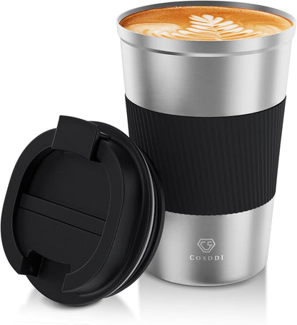 CS COSDDI 12 oz Coffee mug - Stainless Steel Coffee Cup with Leakproof Lid | Stainless Steel Double-wall insulation, 6-Hour Heat Retention, 360°Leak proof, BPA-free, Reusable And To Go Coffee Mug