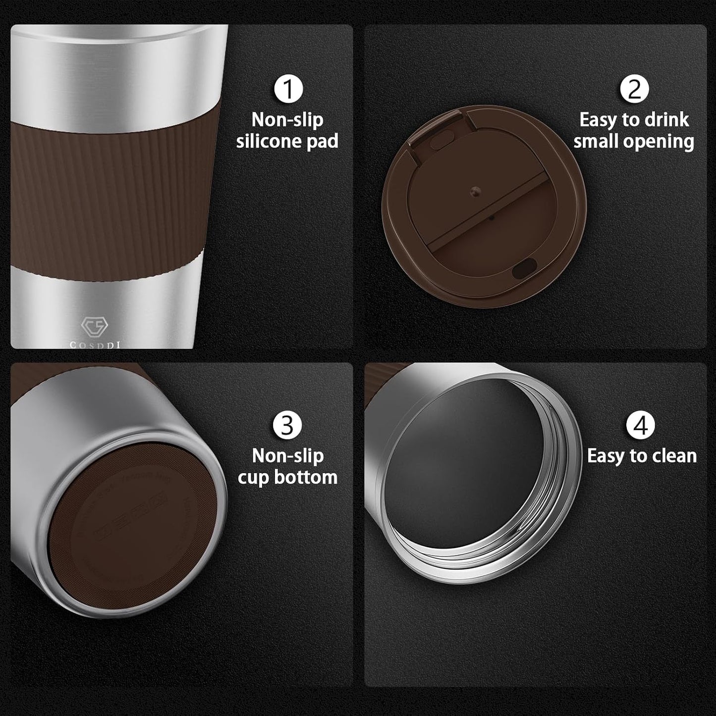 CS COSDDI 12 oz Coffee mug - Stainless Steel Coffee Cup with Leakproof Lid | Stainless Steel Double-wall insulation, 6-Hour Heat Retention, 360°Leak proof, BPA-free, Reusable And To Go Coffee Mug