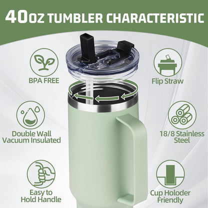 20 oz Tumbler with Handle, Stainless Steel Insulated Tumbler with Lid and Straw, Double Wall Vacuum Coffee Mug Tumbler, Insulated Coffee Thermal Cup for Cold and Hot (Black)