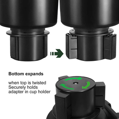 Cup Holder Expander, Adjustable Car Cup Holder for Car with Phone Holder, Automotive Cupholders for for Yeti, Hydro Flasks Bottle with Expandable Base, Cars Cupholder Insert