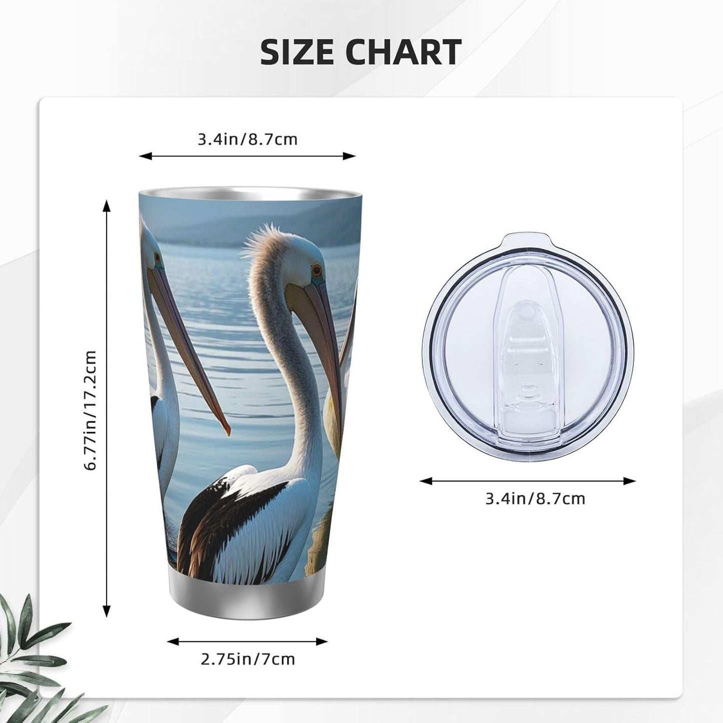 20 oz Tumbler Insulated Coffee Mug with Lid and Straw Three Pelicans Tumbler Double Wall Vacuum Insulated Tumblers Spill Proof Coffee Travel Mug Gifts for Men Women Birthday Christmas