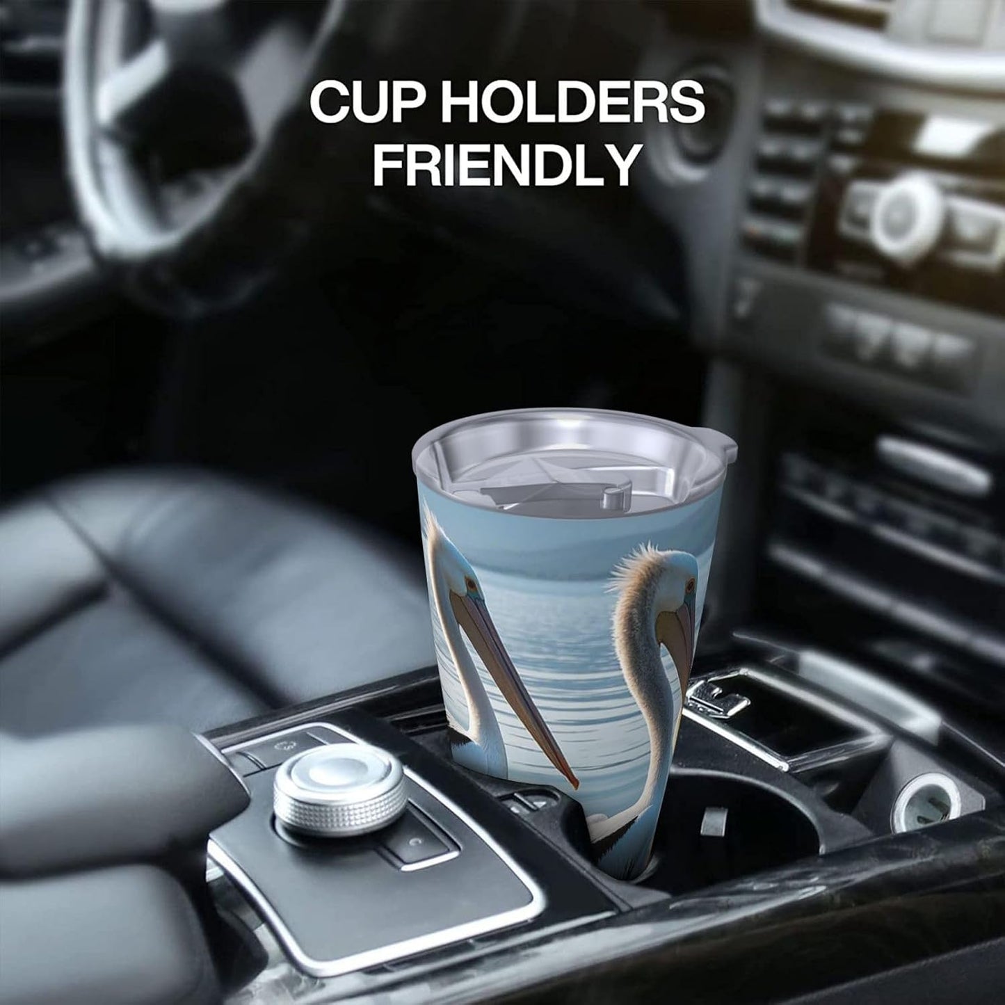 20 oz Tumbler Insulated Coffee Mug with Lid and Straw Three Pelicans Tumbler Double Wall Vacuum Insulated Tumblers Spill Proof Coffee Travel Mug Gifts for Men Women Birthday Christmas
