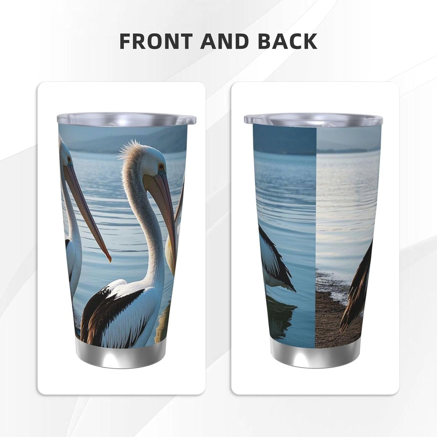 20 oz Tumbler Insulated Coffee Mug with Lid and Straw Three Pelicans Tumbler Double Wall Vacuum Insulated Tumblers Spill Proof Coffee Travel Mug Gifts for Men Women Birthday Christmas