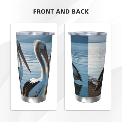 20 oz Tumbler Insulated Coffee Mug with Lid and Straw Three Pelicans Tumbler Double Wall Vacuum Insulated Tumblers Spill Proof Coffee Travel Mug Gifts for Men Women Birthday Christmas