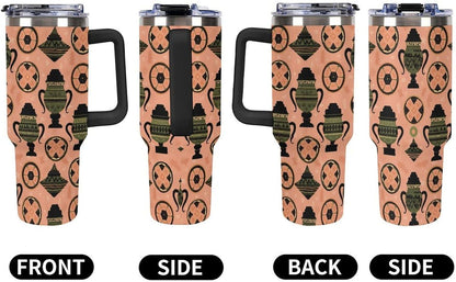 Leakproof Tumbler Vacuum Sealed Car Holder Friendly For Travel Simple Minimalist White Poppy Flower Pattern Coffee Mug Light Rose Red-style-27 - Colors A