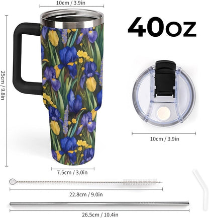 Leakproof Tumbler Vacuum Sealed Car Holder Friendly For Travel Simple Minimalist White Poppy Flower Pattern Coffee Mug Light Rose Red-style-27 - Colors A