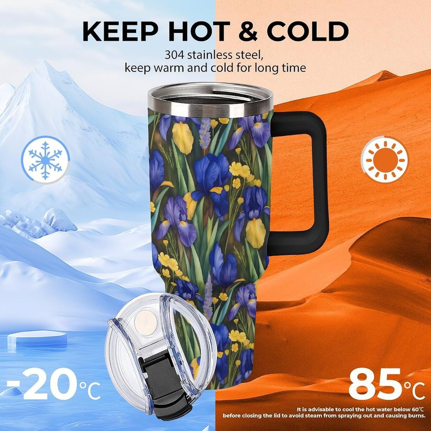Leakproof Tumbler Vacuum Sealed Car Holder Friendly For Travel Simple Minimalist White Poppy Flower Pattern Coffee Mug Light Rose Red-style-27 - Colors A