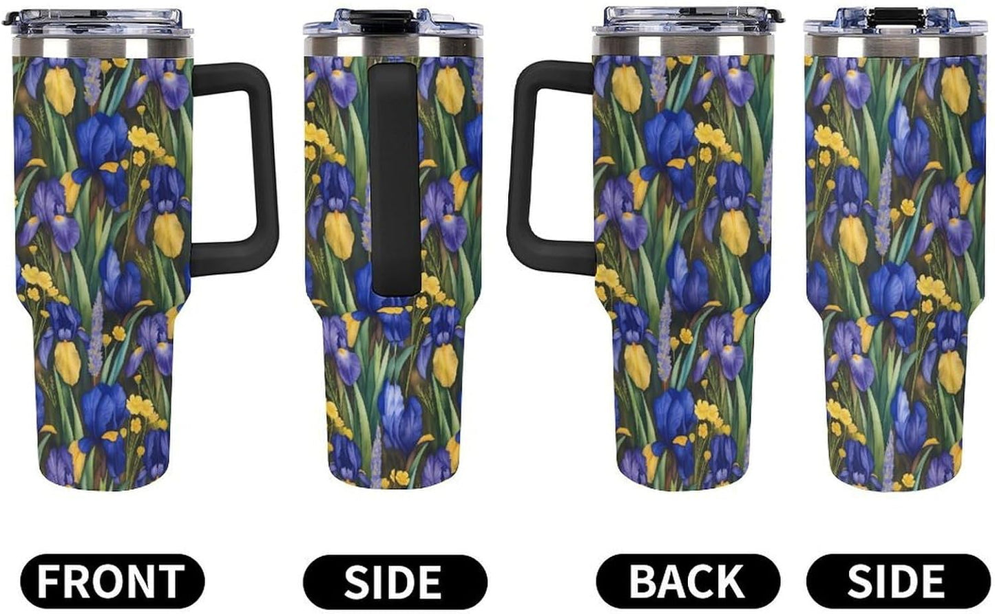 Leakproof Tumbler Vacuum Sealed Car Holder Friendly For Travel Simple Minimalist White Poppy Flower Pattern Coffee Mug Light Rose Red-style-27 - Colors A