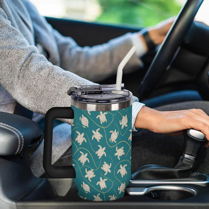 Leakproof Tumbler Vacuum Sealed Car Holder Friendly For Travel Simple Minimalist White Poppy Flower Pattern Coffee Mug Light Rose Red-style-27 - Colors A