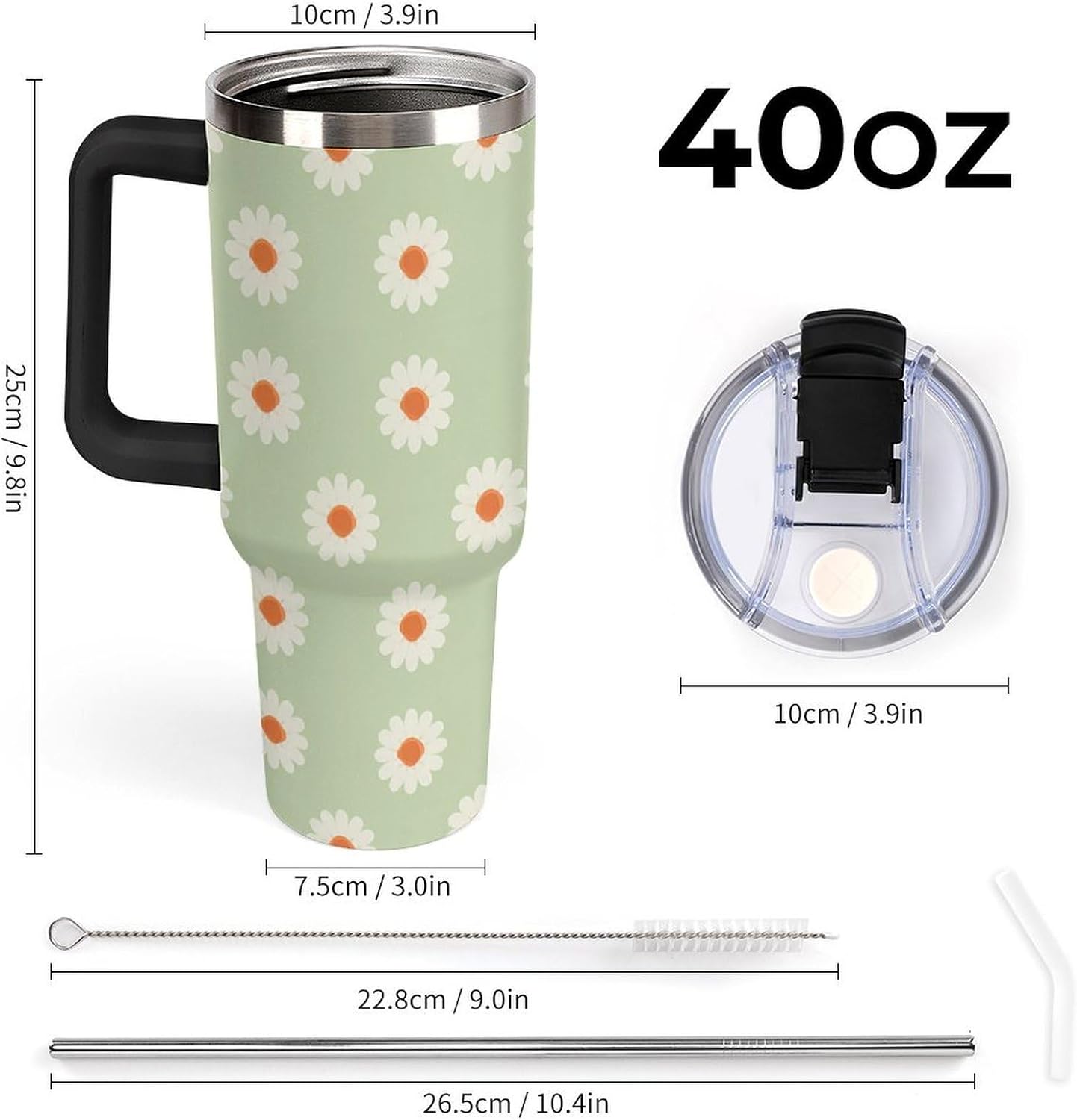 Leakproof Tumbler Vacuum Sealed Car Holder Friendly For Travel Simple Minimalist White Poppy Flower Pattern Coffee Mug Light Rose Red-style-27 - Colors A