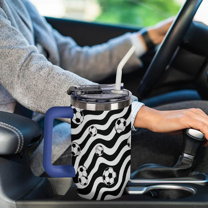 Leakproof Tumbler Vacuum Sealed Car Holder Friendly For Travel Simple Minimalist White Poppy Flower Pattern Coffee Mug Light Rose Red-style-27 - Colors A