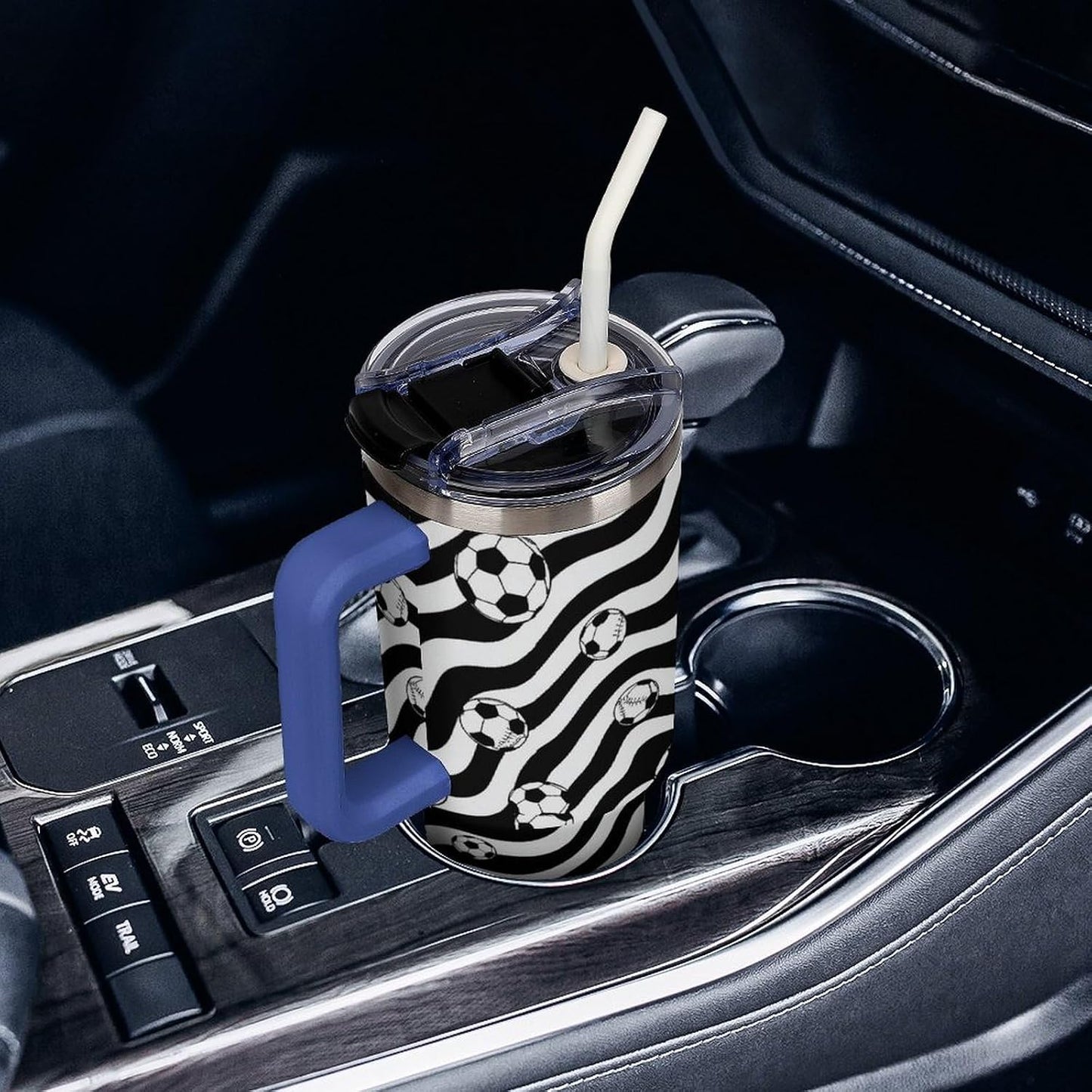 Leakproof Tumbler Vacuum Sealed Car Holder Friendly For Travel Simple Minimalist White Poppy Flower Pattern Coffee Mug Light Rose Red-style-27 - Colors A