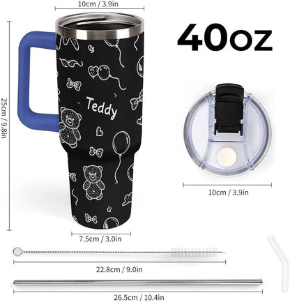 Leakproof Tumbler Vacuum Sealed Car Holder Friendly For Travel Simple Minimalist White Poppy Flower Pattern Coffee Mug Light Rose Red-style-27 - Colors A