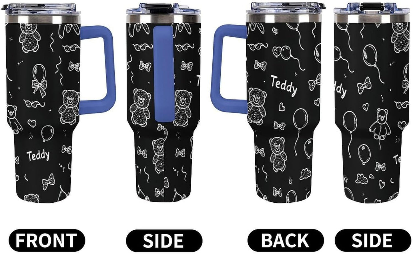 Leakproof Tumbler Vacuum Sealed Car Holder Friendly For Travel Simple Minimalist White Poppy Flower Pattern Coffee Mug Light Rose Red-style-27 - Colors A