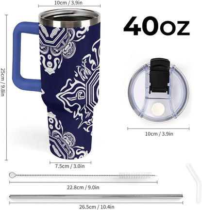 Leakproof Tumbler Vacuum Sealed Car Holder Friendly For Travel Simple Minimalist White Poppy Flower Pattern Coffee Mug Light Rose Red-style-27 - Colors A