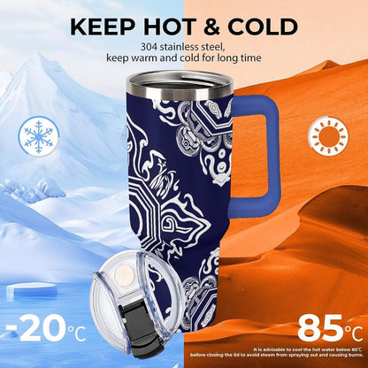 Leakproof Tumbler Vacuum Sealed Car Holder Friendly For Travel Simple Minimalist White Poppy Flower Pattern Coffee Mug Light Rose Red-style-27 - Colors A