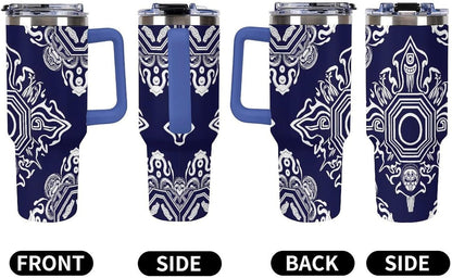 Leakproof Tumbler Vacuum Sealed Car Holder Friendly For Travel Simple Minimalist White Poppy Flower Pattern Coffee Mug Light Rose Red-style-27 - Colors A