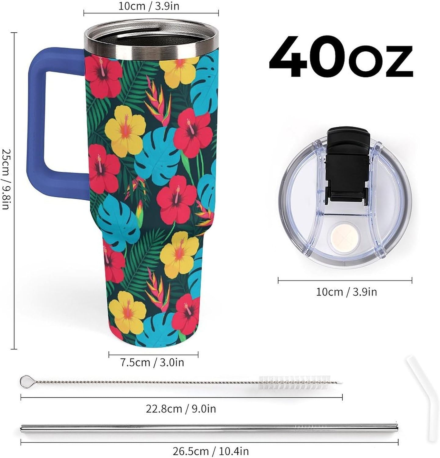 Leakproof Tumbler Vacuum Sealed Car Holder Friendly For Travel Simple Minimalist White Poppy Flower Pattern Coffee Mug Light Rose Red-style-27 - Colors A
