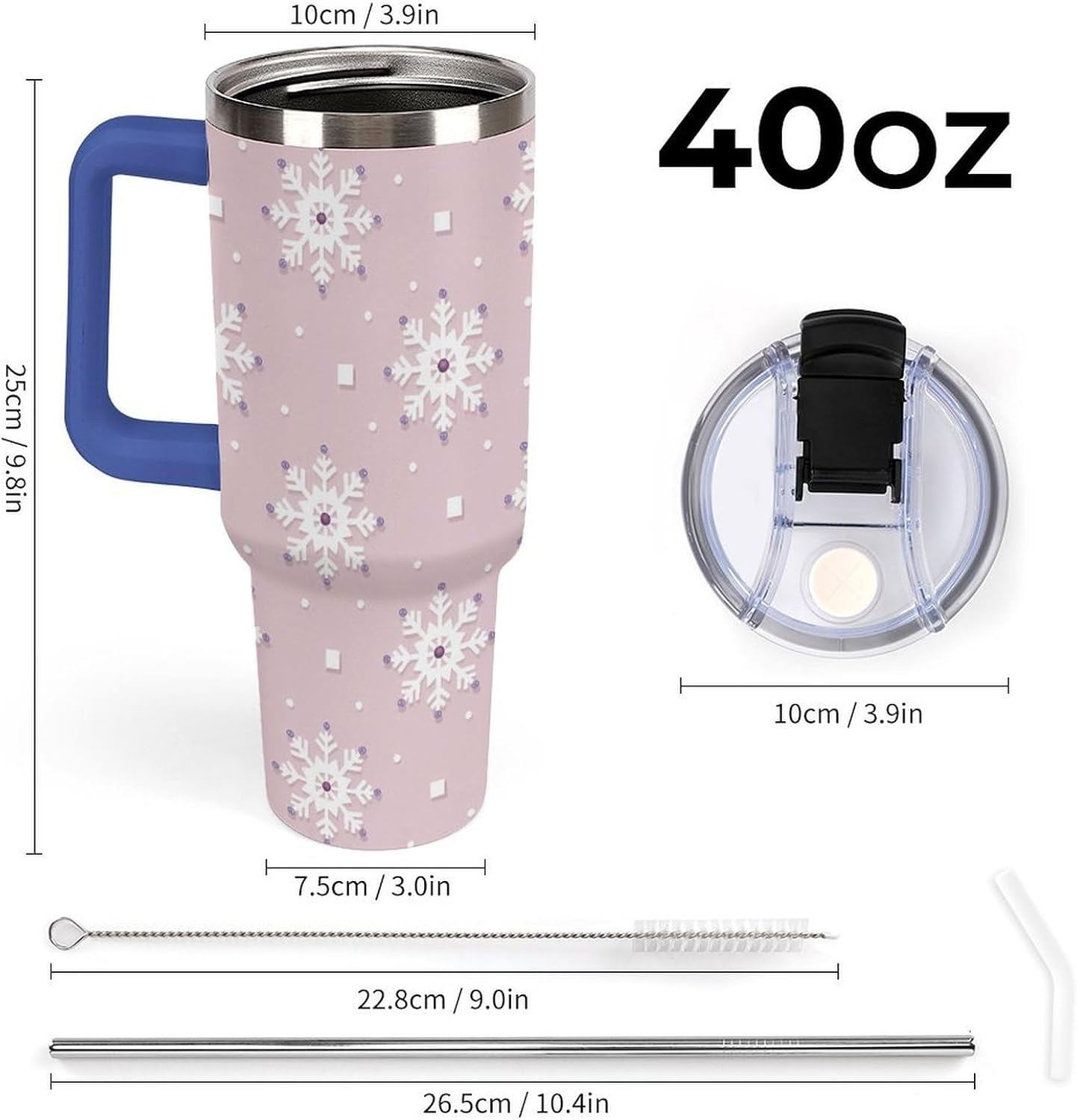 Leakproof Tumbler Vacuum Sealed Car Holder Friendly For Travel Simple Minimalist White Poppy Flower Pattern Coffee Mug Light Rose Red-style-27 - Colors A