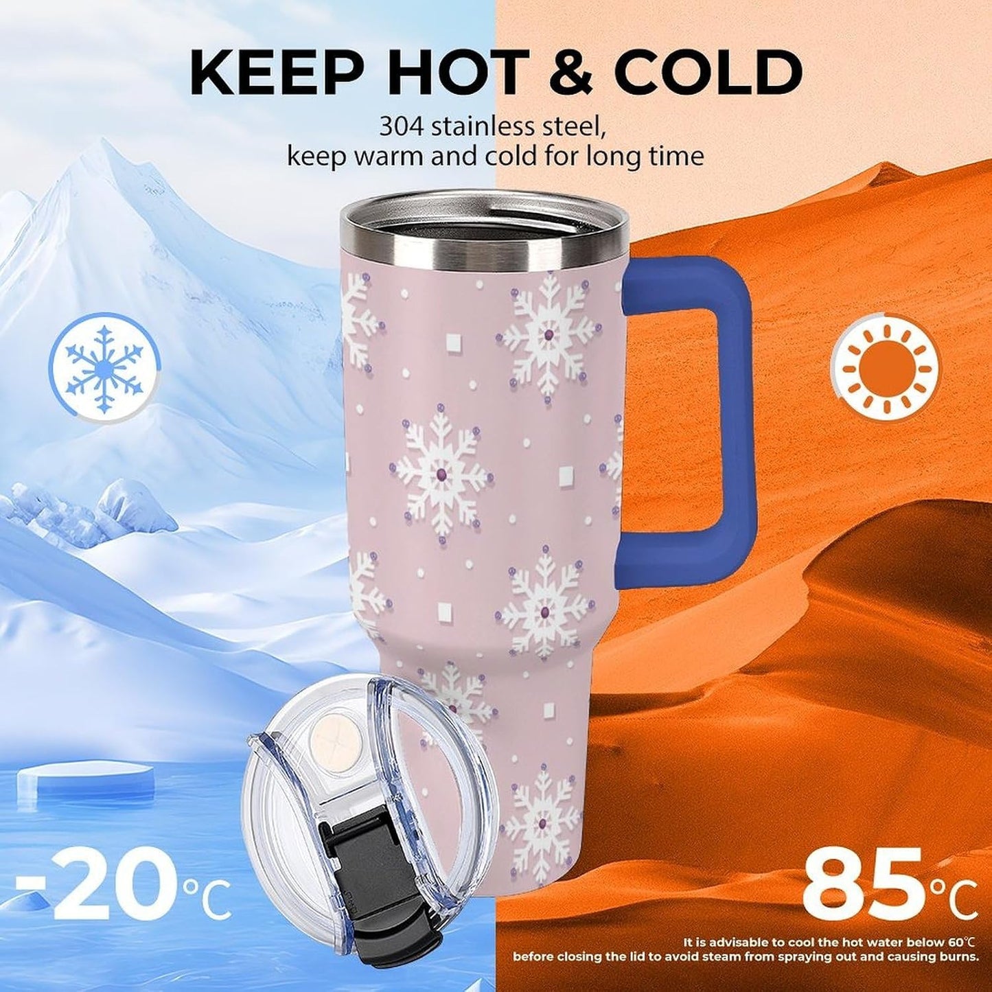Leakproof Tumbler Vacuum Sealed Car Holder Friendly For Travel Simple Minimalist White Poppy Flower Pattern Coffee Mug Light Rose Red-style-27 - Colors A