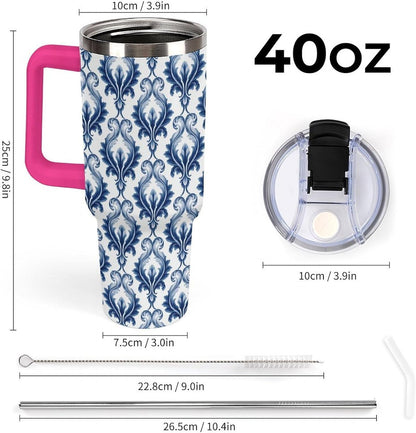 Leakproof Tumbler Vacuum Sealed Car Holder Friendly For Travel Simple Minimalist White Poppy Flower Pattern Coffee Mug Light Rose Red-style-27 - Colors A