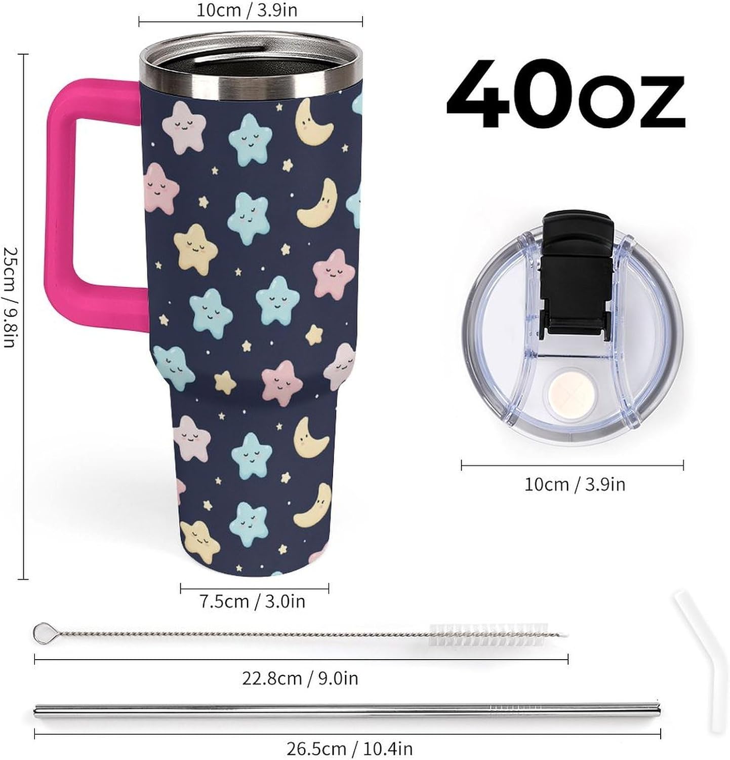 Leakproof Tumbler Vacuum Sealed Car Holder Friendly For Travel Simple Minimalist White Poppy Flower Pattern Coffee Mug Light Rose Red-style-27 - Colors A