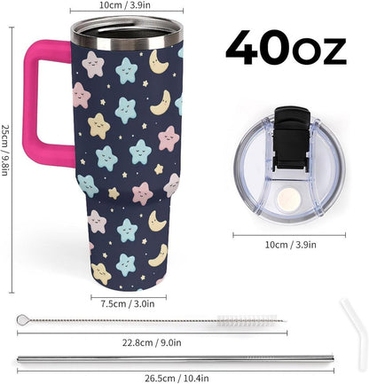 Leakproof Tumbler Vacuum Sealed Car Holder Friendly For Travel Simple Minimalist White Poppy Flower Pattern Coffee Mug Light Rose Red-style-27 - Colors A