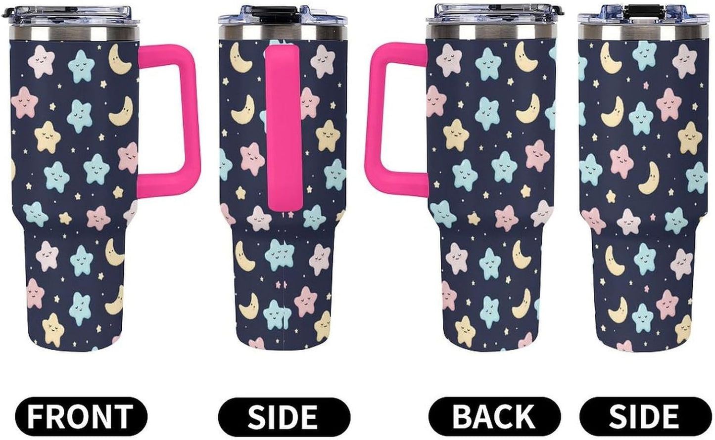 Leakproof Tumbler Vacuum Sealed Car Holder Friendly For Travel Simple Minimalist White Poppy Flower Pattern Coffee Mug Light Rose Red-style-27 - Colors A