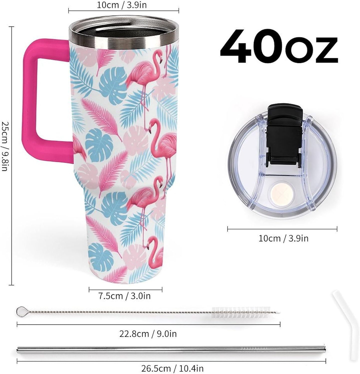 Leakproof Tumbler Vacuum Sealed Car Holder Friendly For Travel Simple Minimalist White Poppy Flower Pattern Coffee Mug Light Rose Red-style-27 - Colors A
