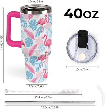 Leakproof Tumbler Vacuum Sealed Car Holder Friendly For Travel Simple Minimalist White Poppy Flower Pattern Coffee Mug Light Rose Red-style-27 - Colors A
