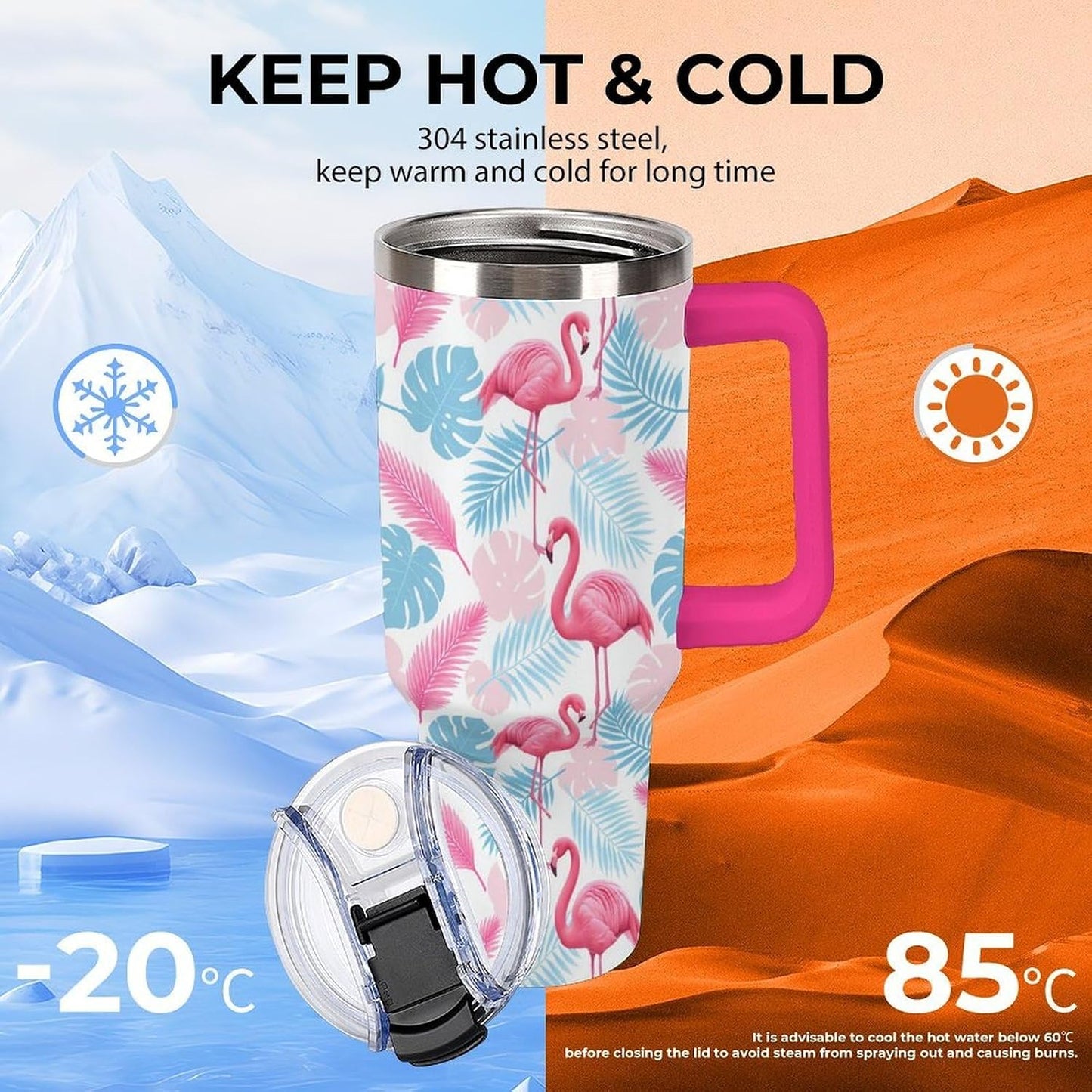 Leakproof Tumbler Vacuum Sealed Car Holder Friendly For Travel Simple Minimalist White Poppy Flower Pattern Coffee Mug Light Rose Red-style-27 - Colors A
