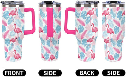 Leakproof Tumbler Vacuum Sealed Car Holder Friendly For Travel Simple Minimalist White Poppy Flower Pattern Coffee Mug Light Rose Red-style-27 - Colors A