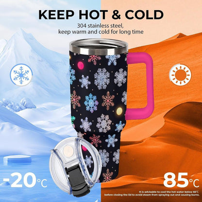 Leakproof Tumbler Vacuum Sealed Car Holder Friendly For Travel Simple Minimalist White Poppy Flower Pattern Coffee Mug Light Rose Red-style-27 - Colors A