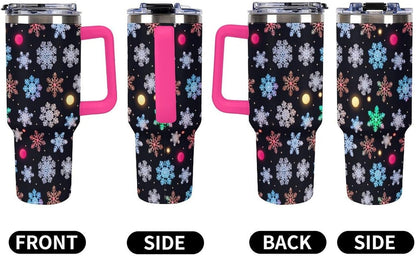 Leakproof Tumbler Vacuum Sealed Car Holder Friendly For Travel Simple Minimalist White Poppy Flower Pattern Coffee Mug Light Rose Red-style-27 - Colors A
