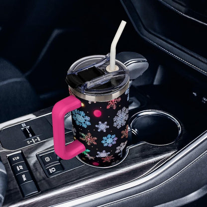 Leakproof Tumbler Vacuum Sealed Car Holder Friendly For Travel Simple Minimalist White Poppy Flower Pattern Coffee Mug Light Rose Red-style-27 - Colors A