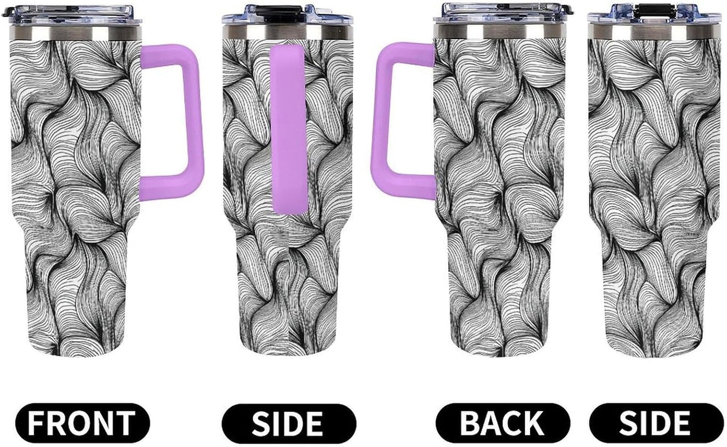 Leakproof Tumbler Vacuum Sealed Car Holder Friendly For Travel Simple Minimalist White Poppy Flower Pattern Coffee Mug Light Rose Red-style-27 - Colors A