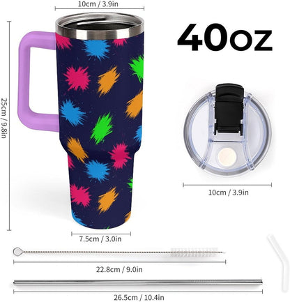 Leakproof Tumbler Vacuum Sealed Car Holder Friendly For Travel Simple Minimalist White Poppy Flower Pattern Coffee Mug Light Rose Red-style-27 - Colors A