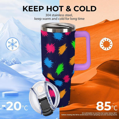 Leakproof Tumbler Vacuum Sealed Car Holder Friendly For Travel Simple Minimalist White Poppy Flower Pattern Coffee Mug Light Rose Red-style-27 - Colors A