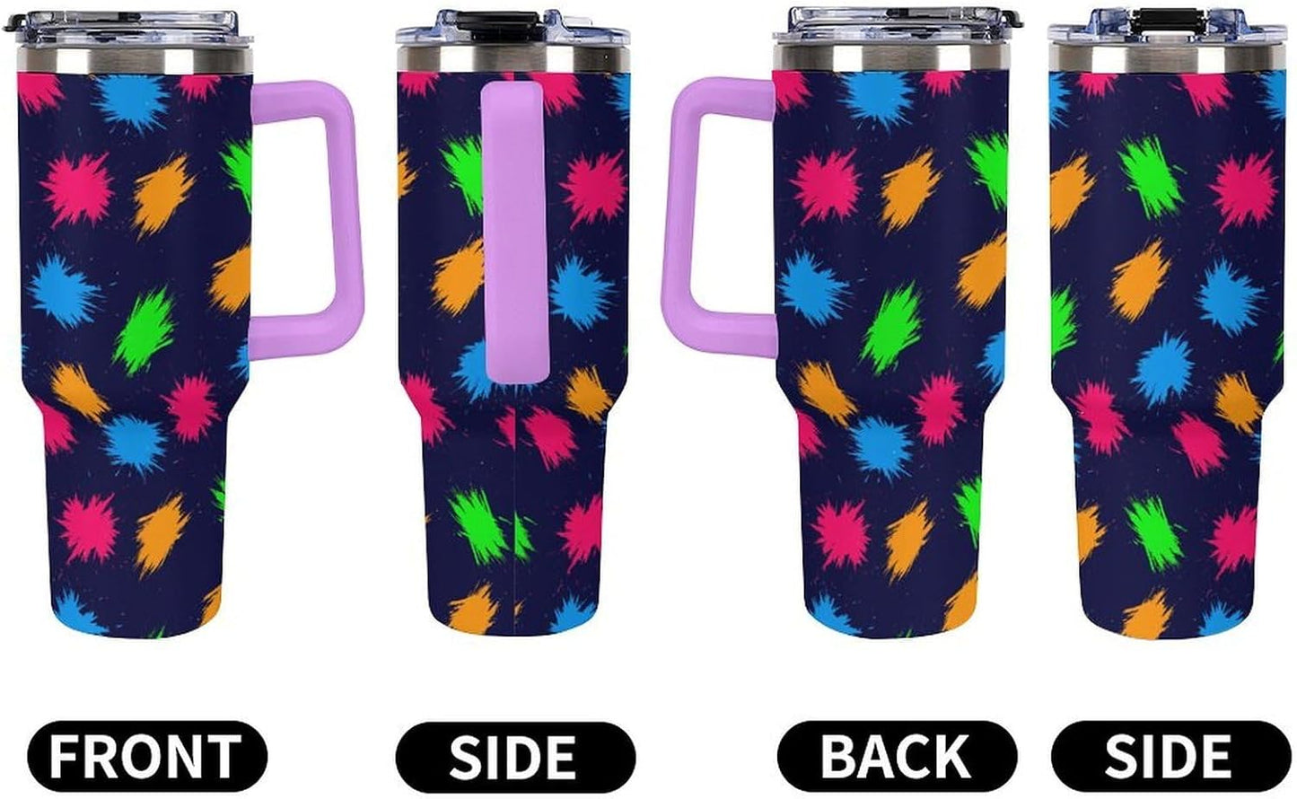 Leakproof Tumbler Vacuum Sealed Car Holder Friendly For Travel Simple Minimalist White Poppy Flower Pattern Coffee Mug Light Rose Red-style-27 - Colors A